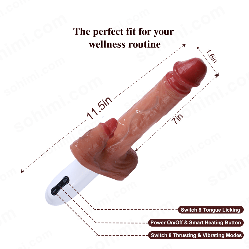 Heated Thrusting Dildo with Licking & Vibration